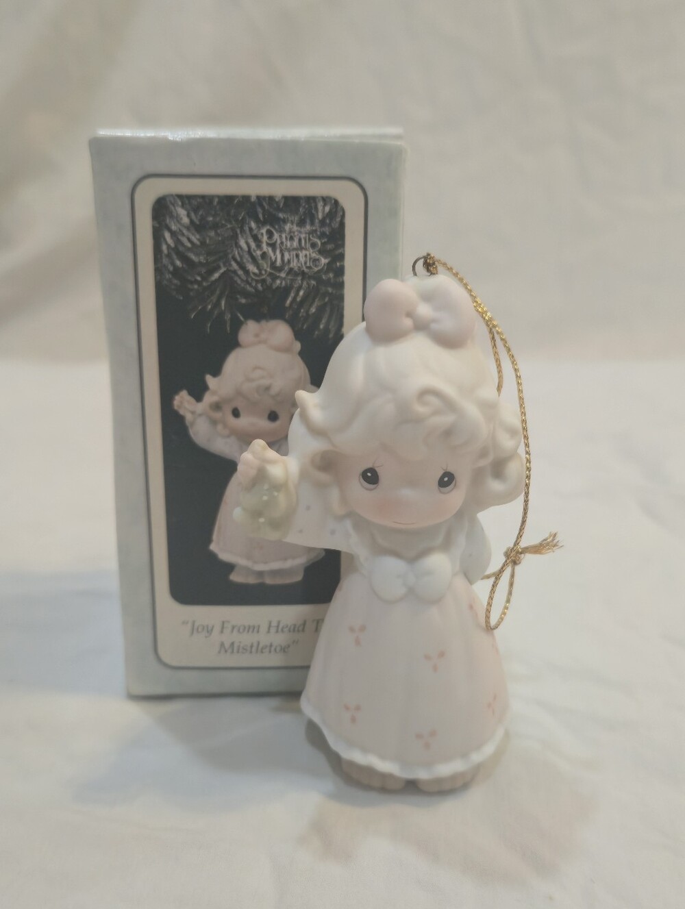 Precious Moments Pink and White Mistletoe Ornament by Precious Moments